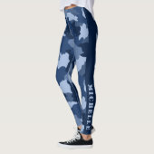 Monogramm-Name des Blauen Camouflage-Musters Leggings (Links)