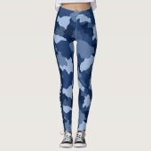 Monogramm-Name des Blauen Camouflage-Musters Leggings (Vorderseite)