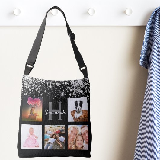 Monogramm-Name des Fotos mit schwarzem silberfarbe Tragetaschen Mit Langen Trägern