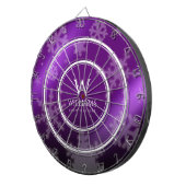 Monogramm Name des Lila Schneeflocken Dartscheibe (Vorderseite rechts)