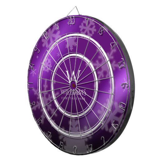 Monogramm Name des Lila Schneeflocken Dartscheibe (Vorderseite rechts)