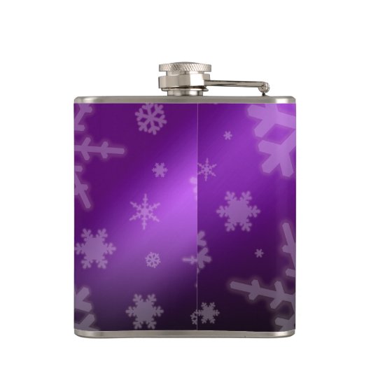 Monogramm Name des Lila Schneeflocken Flachmann (Rückseite)