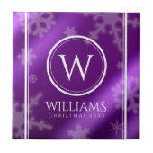 Monogramm Name des Lila Schneeflocken Fliese (Vorderseite)