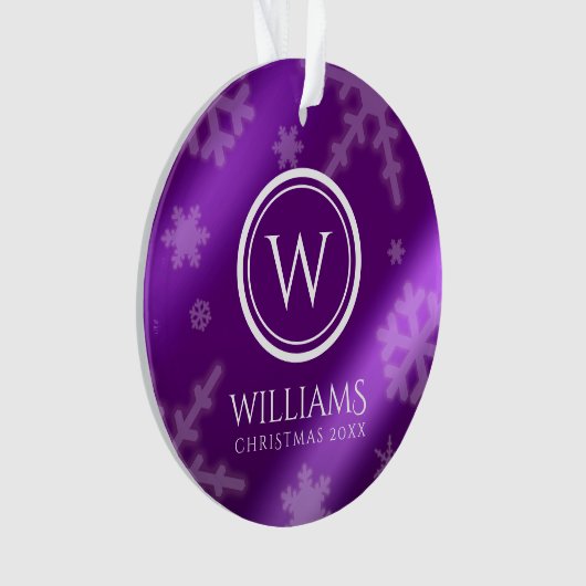 Monogramm Name des Lila Schneeflocken Ornament (Vorderseite)