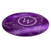 Monogramm Name des Lila Schneeflocken Schneidebrett (Ecke)