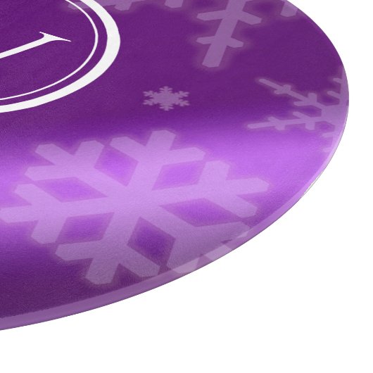 Monogramm Name des Lila Schneeflocken Schneidebrett (Ecke)