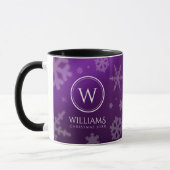 Monogramm Name des Lila Schneeflocken Tasse (Links)
