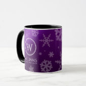 Monogramm Name des Lila Schneeflocken Tasse (Vorderseite Links)