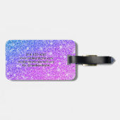 Monogramm Name des Lila und rosa Glitzer    Gepäckanhänger (Rückseite horizontal)