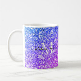 Monogramm Name des Lila und rosa Glitzer Kaffeetasse