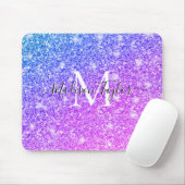 Monogramm Name des Lila und rosa Glitzer Mousepad (Mit Mouse)