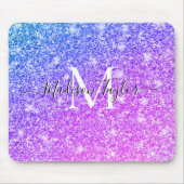Monogramm Name des Lila und rosa Glitzer Mousepad (Vorne)