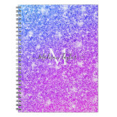 Monogramm Name des Lila und rosa Glitzer Notizblock (Vorderseite)