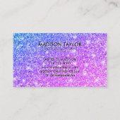 Monogramm Name des Lila und rosa Glitzer Visitenkarte (Rückseite)