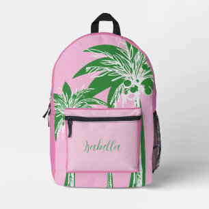 Monogramm-Name des niedlich rosa grünen Preppy-Pal Bedruckter Rucksack