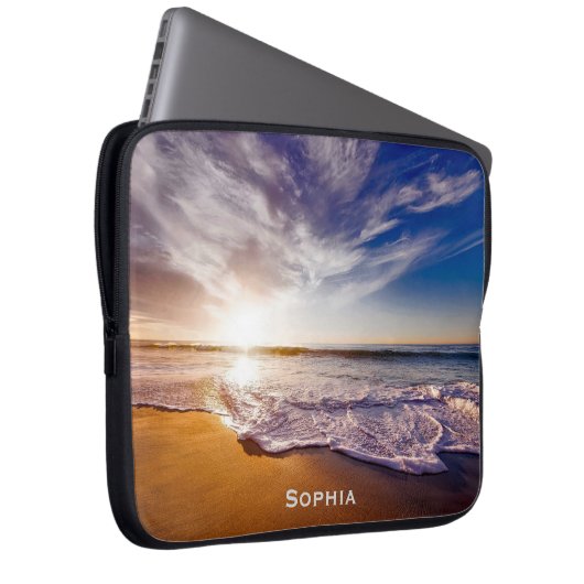 Monogramm Name des Ocean Beach Vacacation Laptopschutzhülle (Vorne Rechts)