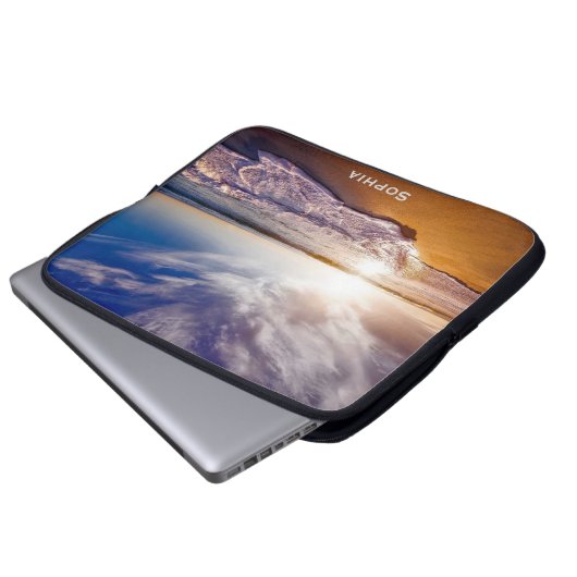 Monogramm Name des Ocean Beach Vacacation Laptopschutzhülle (Vorne Knopf)