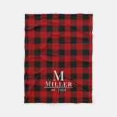 Monogramm-Name des rustikalen Rot- und Schwarz-Buf Fleecedecke (Vorderseite)