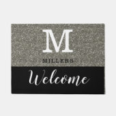 Monogramm-Name des Schwarz-Silber-Glitzer Fußmatte (Vorderseite)