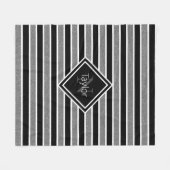 Monogramm Name des schwarzen grauen Glitzer Streif Fleecedecke (Vorderseite (Horizontal))