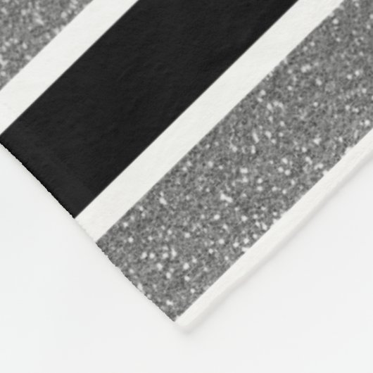 Monogramm Name des schwarzen grauen Glitzer Streif Fleecedecke (Ecke)