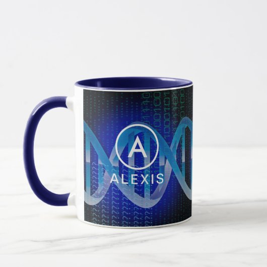 Monogramm Name DNA ID Wissenschaft Tasse (Links)