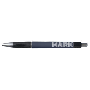 Monogramm Name dunkelblaue weiße moderne Streifen Kugelschreiber