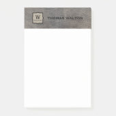 Monogramm Name Echtes Rindsleder Aussehen Post-it Klebezettel (Vorderseite)