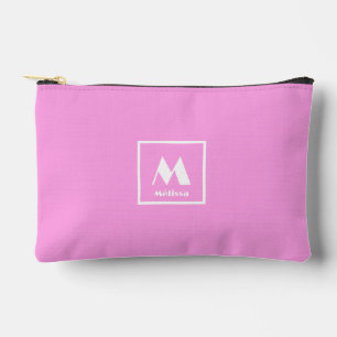 Monogramm Name einfach rosa  Zubehörtasche
