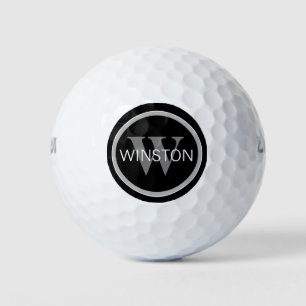Monogramm Name Einfach Schwarz-Weiß-Buchstaben Golfball