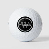 Monogramm Name Einfache schwarz-weiße Buchstaben Golfball (Vorderseite)