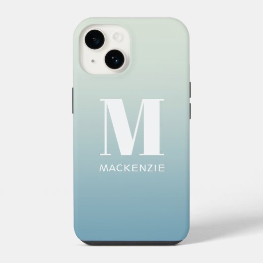 Monogramm-Name Einfacher Farbverlauf Personalisier iPhone Hülle (Rückseite)