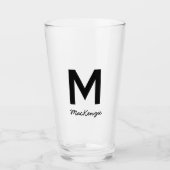 Monogramm Name Einfaches Bier Glas (Vorderseite)