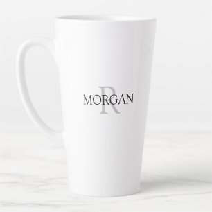 Monogramm & Name Einfaches Design Schwarz & Grauer Milchtasse