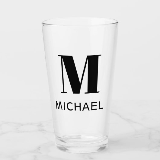 Monogramm Name Einfaches Personalisiertes Bierglas Glas (Vorderseite)