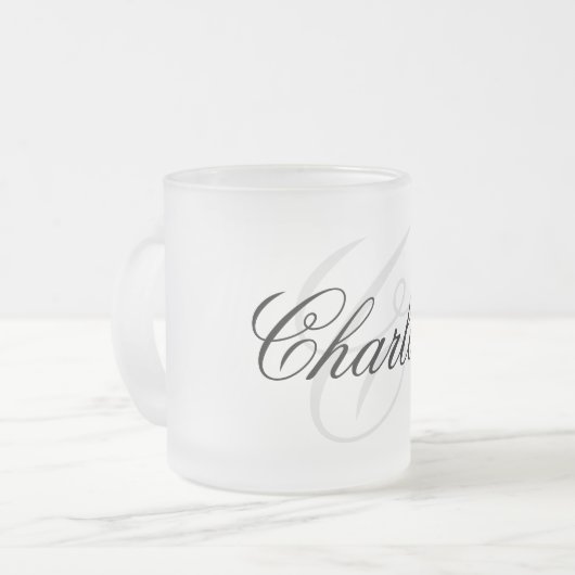Monogramm Name Elegant Mattglastasse (Vorderseite Links)