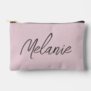Monogramm Name Elegant Modern Minimalistisch Blush Zubehörtasche