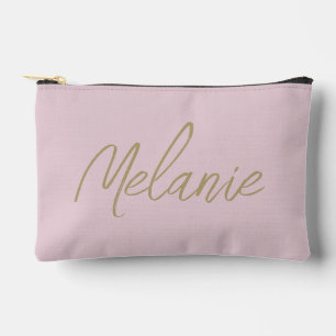 Monogramm Name Elegant Modern Minimalistisch Rosa Zubehörtasche