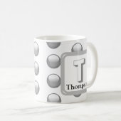 Monogramm Name Elegant Silver Geometric Initial Kaffeetasse (VorderseiteRechts)