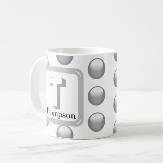 Monogramm Name Elegant Silver Geometric Initial Kaffeetasse (Vorderseite Links)