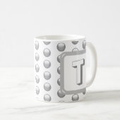 Monogramm Name Elegant Silver Geometric Initial Kaffeetasse (VorderseiteRechts)