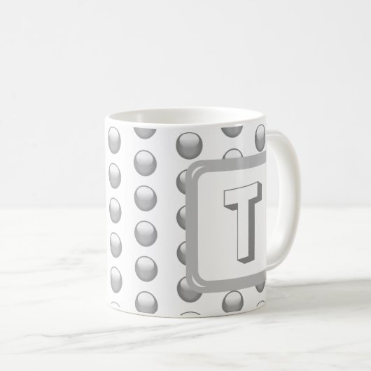 Monogramm Name Elegant Silver Geometric Initial Kaffeetasse (VorderseiteRechts)