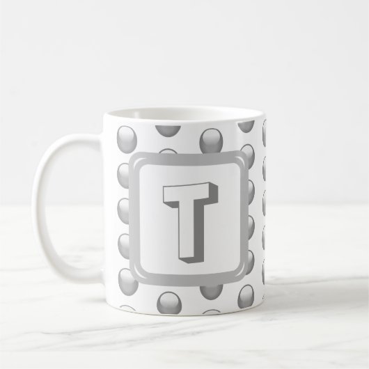 Monogramm Name Elegant Silver Geometric Initial Kaffeetasse (Links)