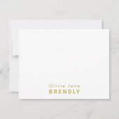 Monogramm Name Elegante Moderne White Flat Note Ca Mitteilungskarte (Vorderseite)