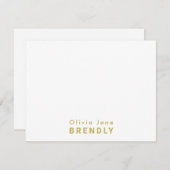Monogramm Name Elegante Moderne White Flat Note Ca Mitteilungskarte (Vorne/Hinten)