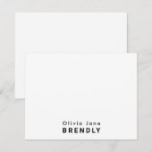 Monogramm Name Elegante Moderne White Flat Note Ca Mitteilungskarte (Vorne/Hinten)