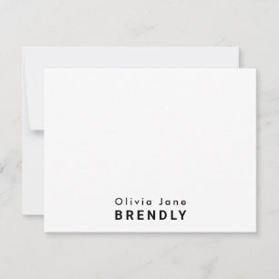 Monogramm Name Elegante Moderne White Flat Note Ca Mitteilungskarte