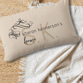 Monogramm Name Elegante Wohngestaltung Khaki Lumba Lendenkissen