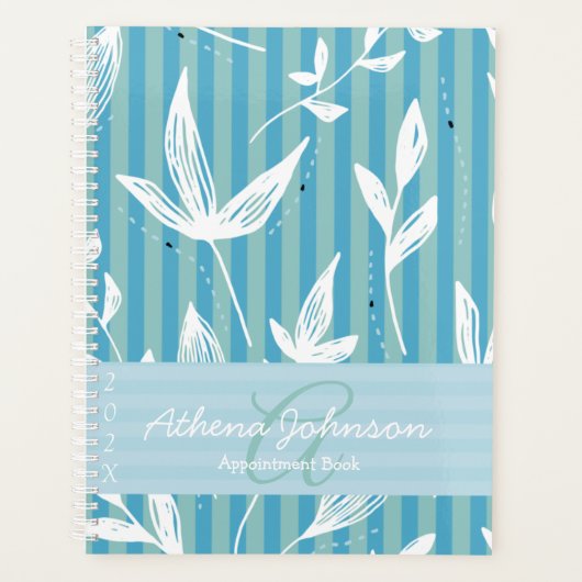 Monogramm Name Ernennung Book 2025 Blue Planne Planer (Vorderseite)