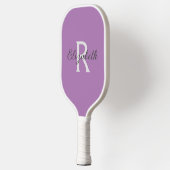 Monogramm Name Erstgrau Lila Pickleball Schläger (Links)